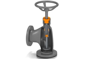 Avstängningsventil med dryspin gängad spindel, iglidur glidlager och kolvring