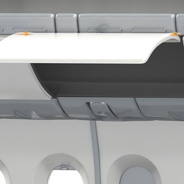 Flygplansinteriör: iglidur glidlager i bagageutrymmesluckor