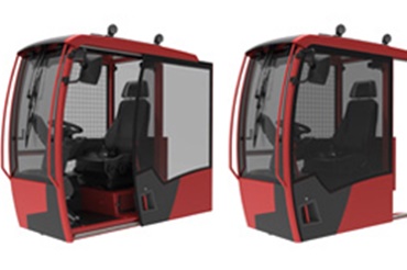 Hytt med drylin® linjärteknik i skjutdörren