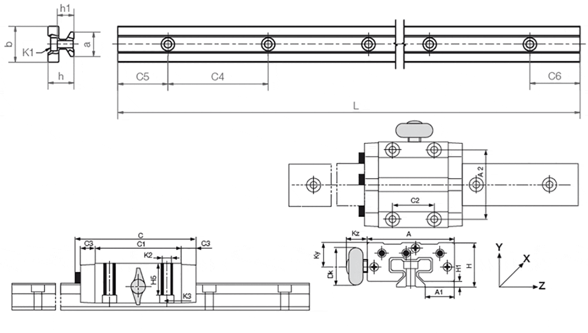 drylin T system med manuellt klämfäste ritning